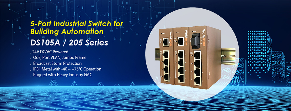 New WoMaster Compact Gigabit and Fast Ethernet 5 Port Switch for Building Automation