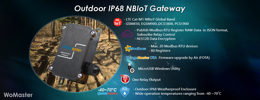 WoMaster Releases new Outdoor IP68 Compact  Modbus RS485 to CAT M1 / NBIoT Gateway SCB111-485-DC