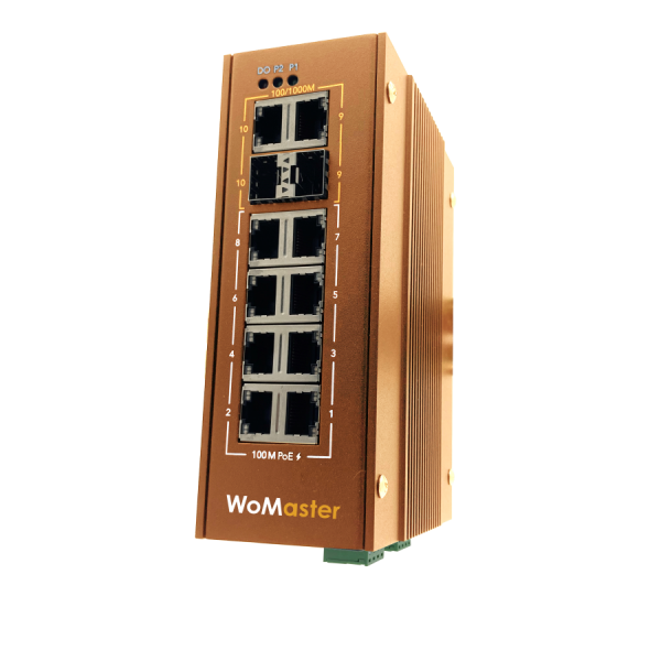 DP210-LV Industrial 8+2G Combo unmanaged PoE Boost switch 24V｜WoMaster